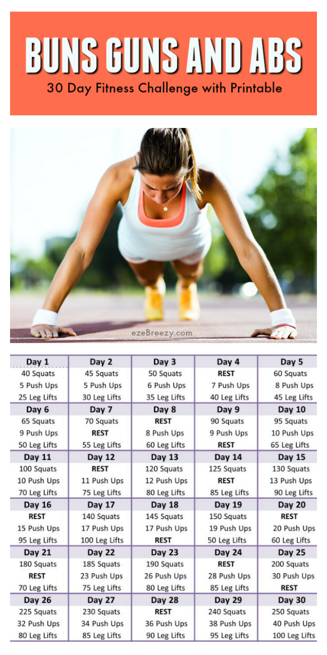 The BEST 30 Day Fitness Challenge for your body. Tone up your legs, butt, and arms in just 1 month! It’s a great strength workout and perfect for any fitness level.