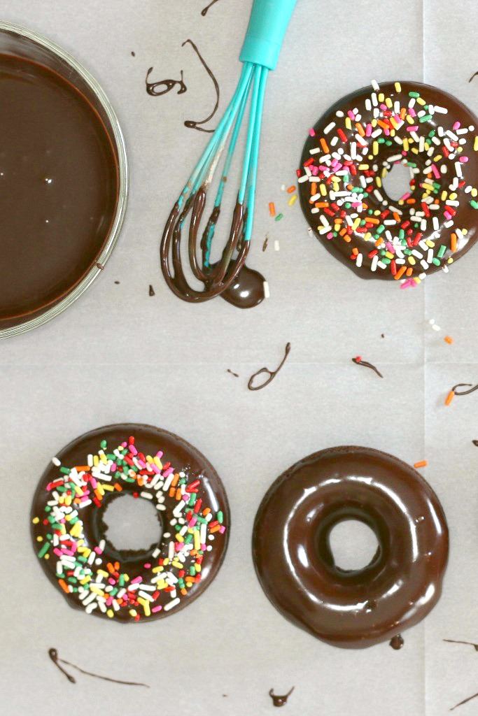 baked chocolate doughnuts icing