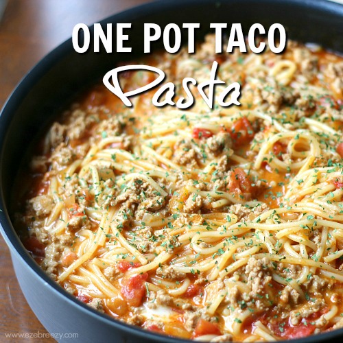 This One Pot Taco Pasta recipe is so easy to make and even easier to clean up! All the flavor of a taco in one single pan. This recipe will quickly become a family favorite for dinner.