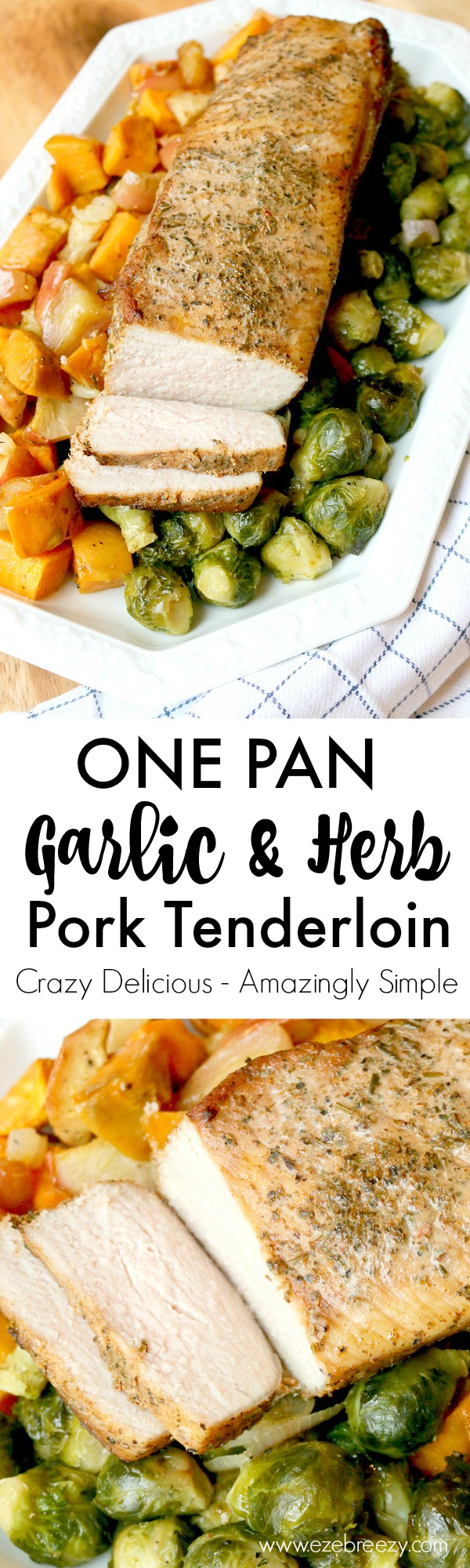 One Pan Pork Tenderloin - Make dinner time easy with this tender, juicy marinated roasted pork with seasonal vegetables. On the table in under 30 minutes! #RealFlavorRealFast #IC (ad)