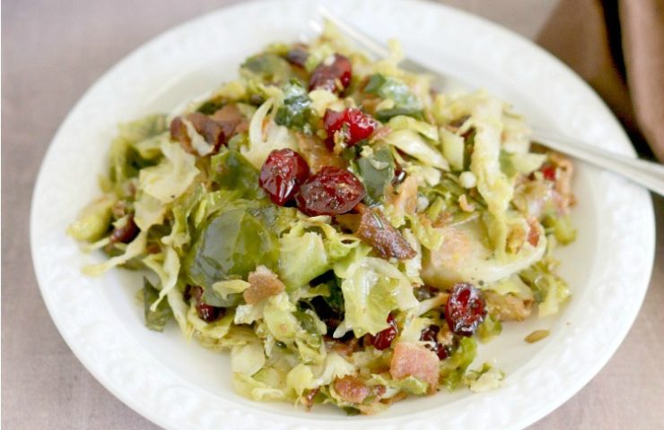 Pan-Fried Brussels Sprouts with Cranberries and Bacon