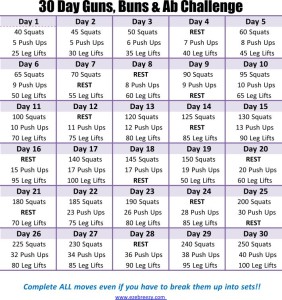 30 Day Fitness Challenge and PRINTABLE