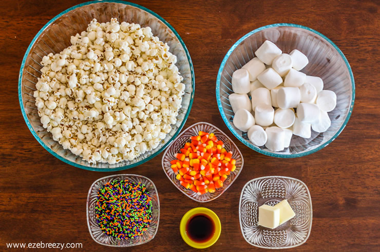 Halloween Marshmallow Popcorn Treat ingredients