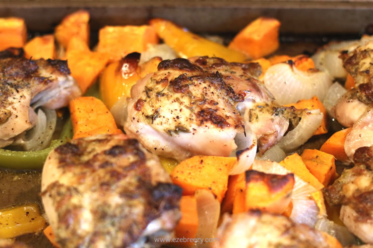 one pan roast chicken and sweet potatoes 3