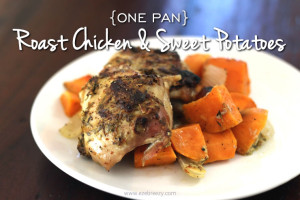 one pan roast chicken and sweet potatoes