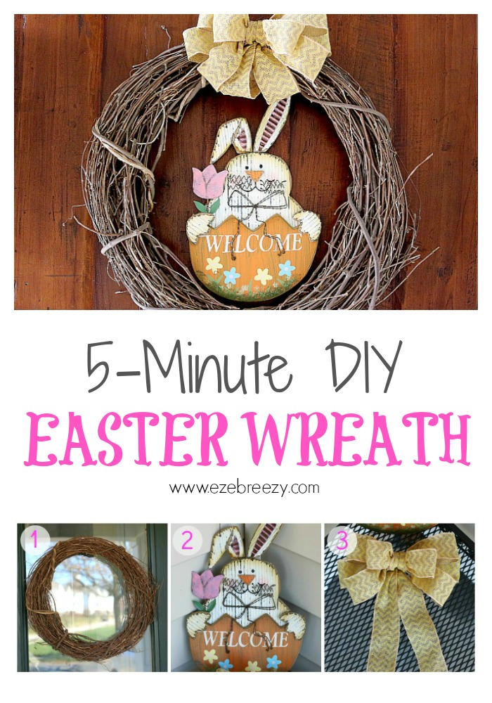 Make this easy DIY Easter Wreath in less than 5 minutes with 3 simple things!