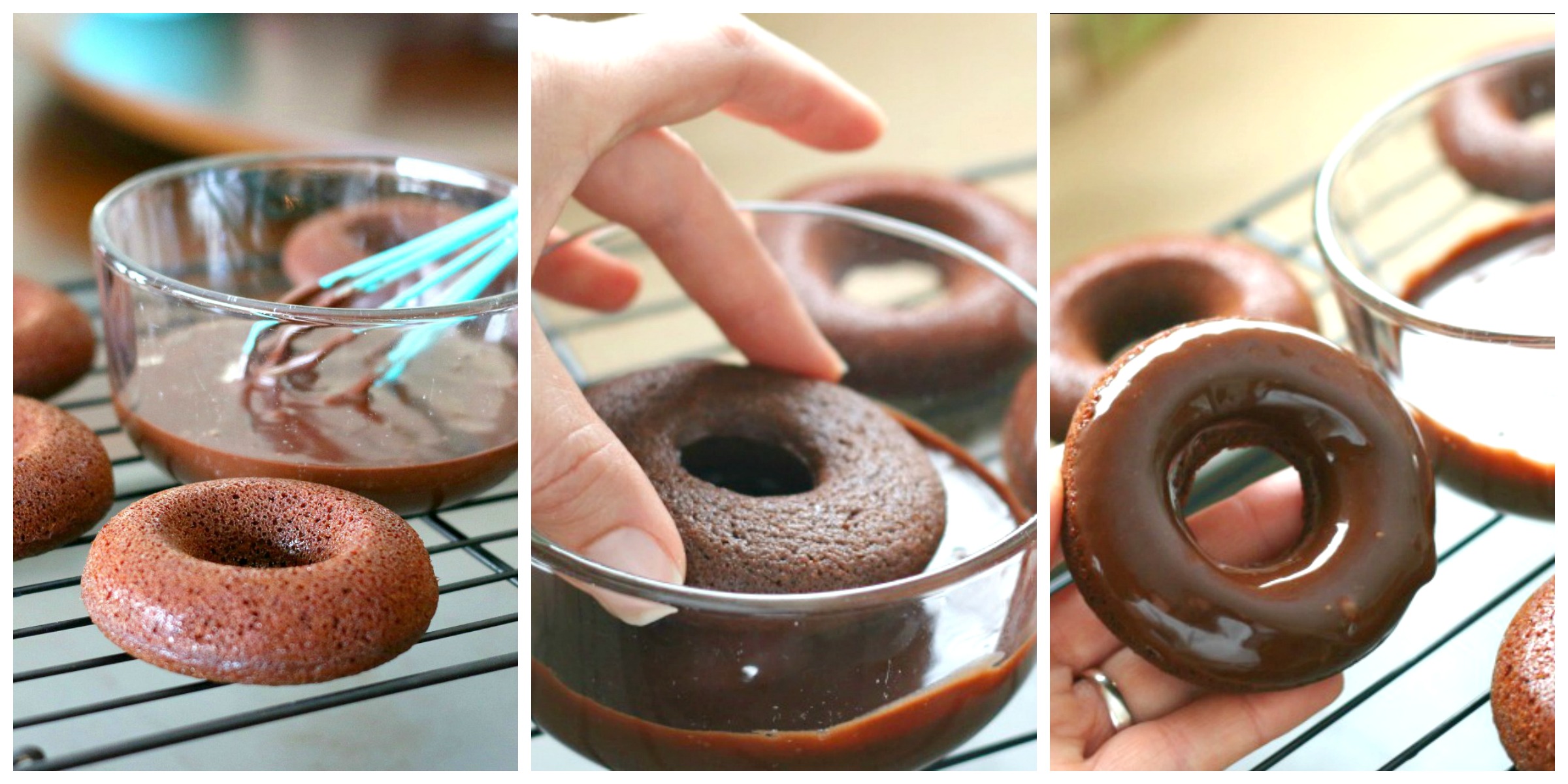 baked chocolate doughnuts collage 2