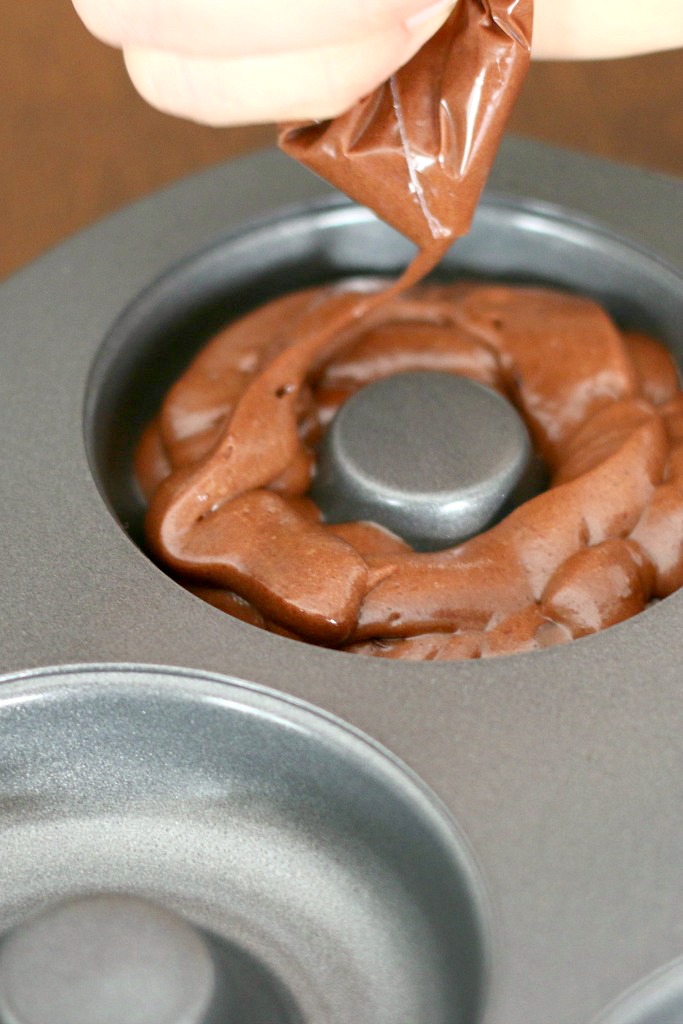 baked chocolate doughnuts batter