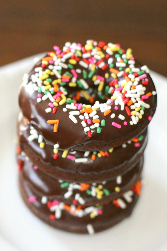 baked chocolate doughnuts top