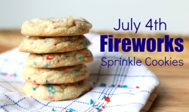 July 4th Fireworks Sprinkle Cookies | Recipe | Super easy and fast to make because they are made with vanilla cake mix. The perfect celebration cookie for the 4th of July!