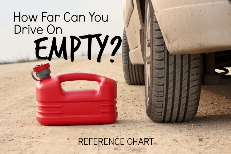 Red plastic fuel canister on dirt road with car