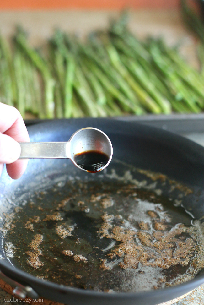 Prepare yourself for the BEST way to make asparagus! Voted one of the best (and simplest) side dishes , this Balsamic Browned Butter Roasted Asparagus is definitely a keeper and perfect for any occasion. Ready in under 15 minutes and topped with an amazing sauce that is smooth and buttery with a hint of tang.